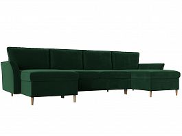 П-образный диван София (полностью велюр зеленый) - Фото предпросмотра