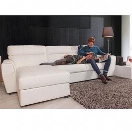 Угловой диван "Римини" кожа+кожзам - Фото предпросмотра