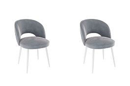 Набор стульев Моли (2 шт.) CHS.N.04.2096 серый (велюр)/белый - Фото предпросмотра