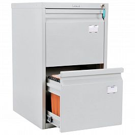 Шкаф картотечный ПРАКТИК "A-42", 685х408х485 мм, 2 ящика для 84 подвесных папок, формат папок A4 (БЕЗ ПАПОК) - Фото предпросмотра
