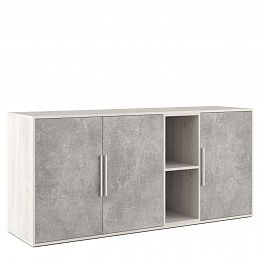 Шкаф низкий 3 створки, с нишей B-tone 168,8x45x78 сосна бетон светлый - Фото предпросмотра