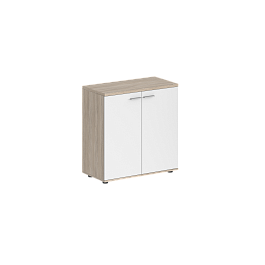 Шкаф низкий Sigma 800х400х825, 2-х дв., з.ст HDF / корпус: дуб светлый; фасады: белый - Фото предпросмотра