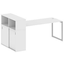 Metal System Quattro Стол письменный с шкафом-купе на О-образном м/к 40БО.РС-СШК-3.5 Т Белый/Серый металл 2210*1120*1098 - Фото предпросмотра