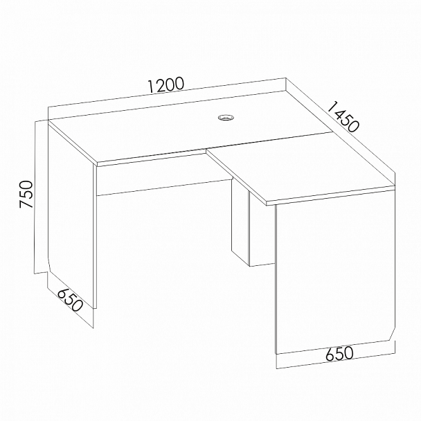 Чертеж стола письменного углового