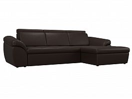 Угловой диван Мисандра правый (полностью экокожа коричневая) - Фото предпросмотра