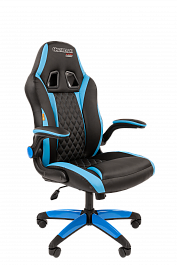Кресло компьютерное СН GAME 15, экокожа, черное/голубое, 7022779 - Фото предпросмотра