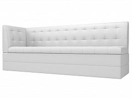 Кухонный диван Бриз с левым углом (полностью экокожа белая) - Фото предпросмотра