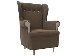 Кресло Торин (полностью рогожка коричневая, вставки рогожка бежевая) - Фото предпросмотра