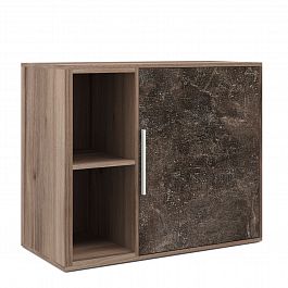 Шкаф низкий с вертикальной нишей B-tone 93,5x45x78 сосна бетон темный - Фото предпросмотра