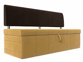 Кухонный прямой диван Стоун (основа микровельвет желтый, компаньон микровельвет коричневый) - Фото предпросмотра