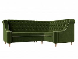 Угловой диван Бронкс правый (полностью микровельвет зеленый) - Фото предпросмотра