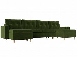 П-образный диван Белфаст (полностью микровельвет зеленый) - Фото предпросмотра