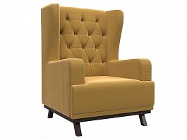 Кресло Джон Люкс (полностью микровельвет желтый) - Фото предпросмотра