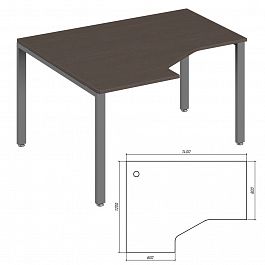 Эргономичный стол левый Trend Metal 140x120x75 тёмный дуб - Фото предпросмотра