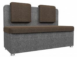 Кухонный прямой диван Маккон 2-х местный (основа рогожка коричневая, компаньон рогожка серая) - Фото предпросмотра