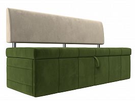 Кухонный прямой диван Стоун (основа микровельвет зеленый, компаньон микровельвет бежевый) - Фото предпросмотра