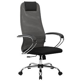 Кресло офисное BRABIX PREMIUM "Ultimate EX-800" хром, плотная двойная сетка Х2, черное/серое, 532912 - Фото предпросмотра