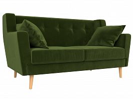 Прямой диван Брайтон 2 (полностью микровельвет зеленый) - Фото предпросмотра