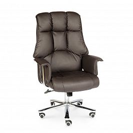 Кресло Президент / сталь + хром / темно-коричневая кожа - Фото предпросмотра