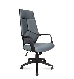 Кресло офисное / IQ / (black plastic, dark grey) черный пластик / темно-серая ткань - Фото предпросмотра