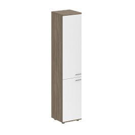 Шкаф высокий Sigma 400х400х1955, з.ст HDF, левый / корпус: дуб темный; фасады: белый - Фото предпросмотра