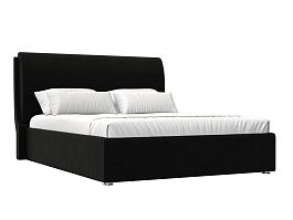 Интерьерная кровать Принцесса 160 (полностью микровельвет черный) - Фото предпросмотра