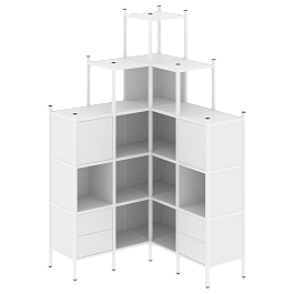 Loft Угловой внутренний стеллаж наборный VR.L-45 Белый бриллиант/Белый металл 1278*1278*2280 - Фото предпросмотра