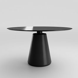 Стол круглый Ikon 120, керамика глянцевая, черная - Фото предпросмотра