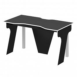 Стол для геймера "Геймерские столы" ПК-ПРА-СТГ135Х70/М-В1-1110 черный шагрень+белая кромка - Фото предпросмотра
