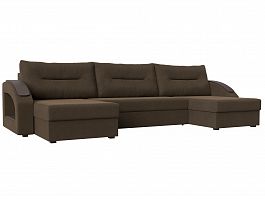 П-образный диван Канзас (полностью рогожка коричневая) - Фото предпросмотра