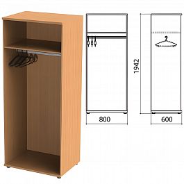 Шкаф (каркас) для одежды "Этюд", 800х600х1942 мм, бук бавария, 400002-55 - Фото предпросмотра