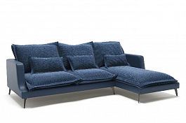 Rey диван с шезлонгом замша синий - Фото предпросмотра