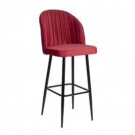 Барный стул Тони, велюр красный - Фото предпросмотра
