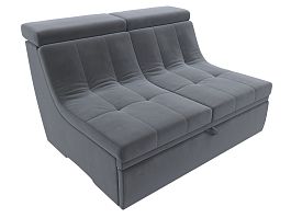 Модуль Холидей Люкс раскладной диван (полностью велюр серый) - Фото предпросмотра