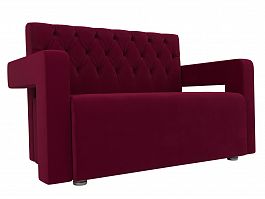 Прямой диван Рамос Люкс 2-х местный (полностью микровельвет бордовый) - Фото предпросмотра