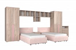 Комплект детской мебели Лайк К93 КД93Лайк.2201 дуб мария/роуз/нежно-розовый (велюр) - Фото предпросмотра