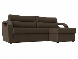 Угловой диван Форсайт правый (полностью рогожка коричневая) - Фото предпросмотра