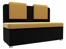 Кухонный прямой диван Маккон 2-х местный (основа микровельвет желтый, компаньон микровельвет черный) - Фото предпросмотра