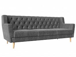 Прямой диван Брайтон 3 Люкс (полностью рогожка серая) - Фото предпросмотра