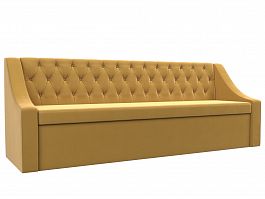 Кухонный прямой диван Мерлин (полностью микровельвет желтый) - Фото предпросмотра