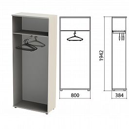 Шкаф (каркас) для одежды "Этюд", 800х384х1942 мм, серый, 400001-03 - Фото предпросмотра