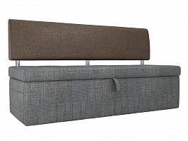Кухонный прямой диван Стоун (основа рогожка серая, компаньон рогожка коричневая) - Фото предпросмотра