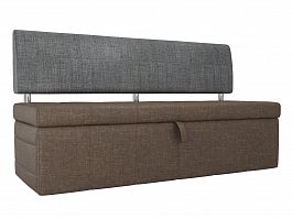 Кухонный прямой диван Стоун (основа рогожка коричневая, компаньон рогожка серая) - Фото предпросмотра