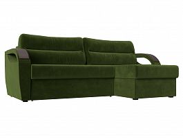 Угловой диван Форсайт правый (полностью микровельвет зеленый) - Фото предпросмотра