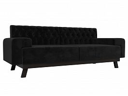 Прямой диван Мюнхен Люкс (полностью велюр черный) - Фото предпросмотра