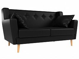 Прямой диван Брайтон 2 (полностью экокожа черная) - Фото предпросмотра