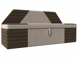 Кухонный прямой диван Дуглас (основа рогожка бежевая, компаньон рогожка коричневая) - Фото предпросмотра