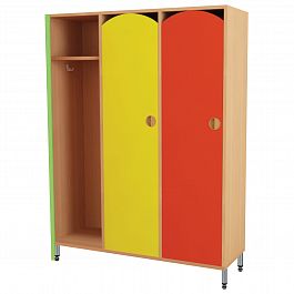 Шкаф для одежды детский, 3 отделения, 1080х340х1340 мм, бук бавария/цветной фасад - Фото предпросмотра