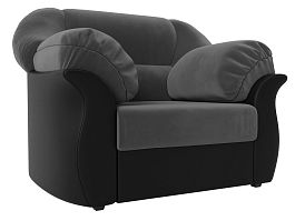 Кресло Карнелла (основа велюр серый, компаньон экокожа черная) - Фото предпросмотра