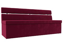 Кухонный прямой диван Классик (полностью микровельвет бордовый) - Фото предпросмотра